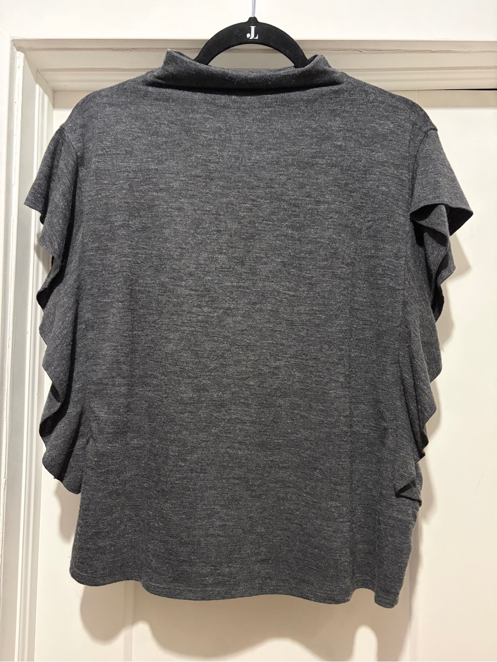 RW&CO. Dark Gray Ruffle Sleeve Top